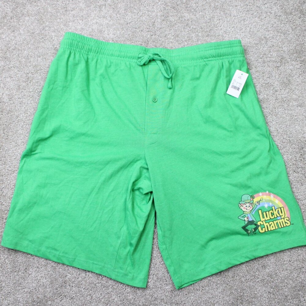 Lucky Charms Pajama Shorts NWT Mens 2XL XXL Green Drawstring Cotton/Polyester